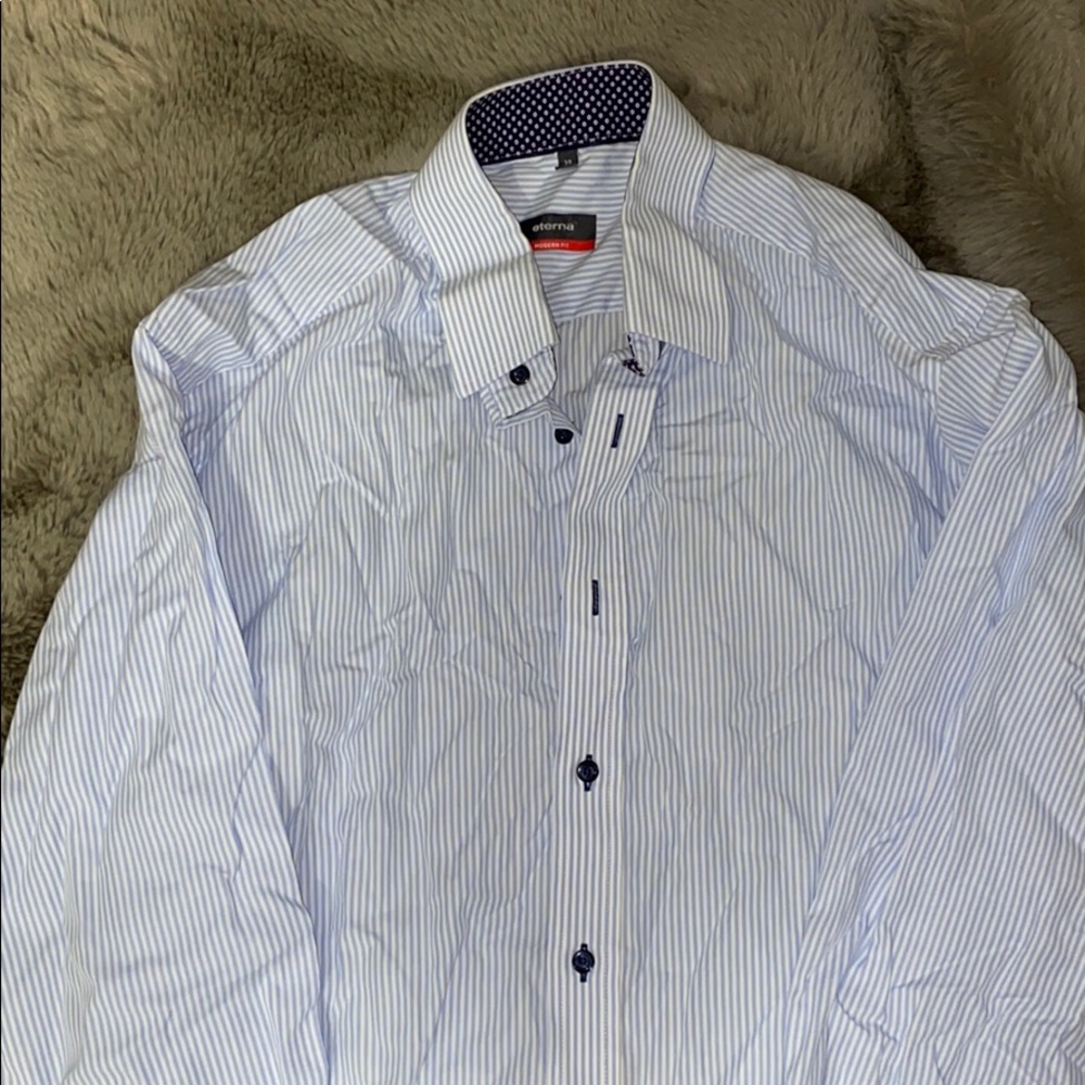 Eterna Modern Fit Stripe Long Sleeve Shirt